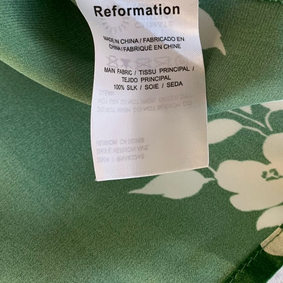 NWT Reformation Kosta Silk Skinny Strap A Line Mini Dress Green Floral Mystique - Picture 12 of 14